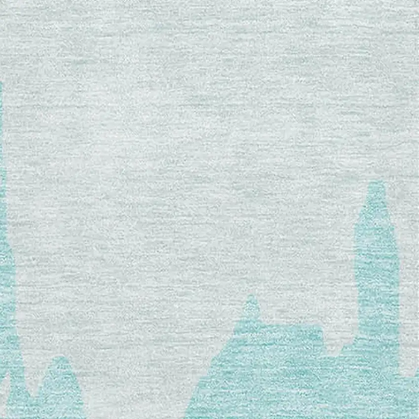 Teal And Ivory Abstract Washable Area Rug With UV Protection Photo 2