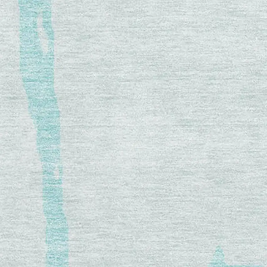 Teal And Ivory Abstract Washable Area Rug With UV Protection Photo 2