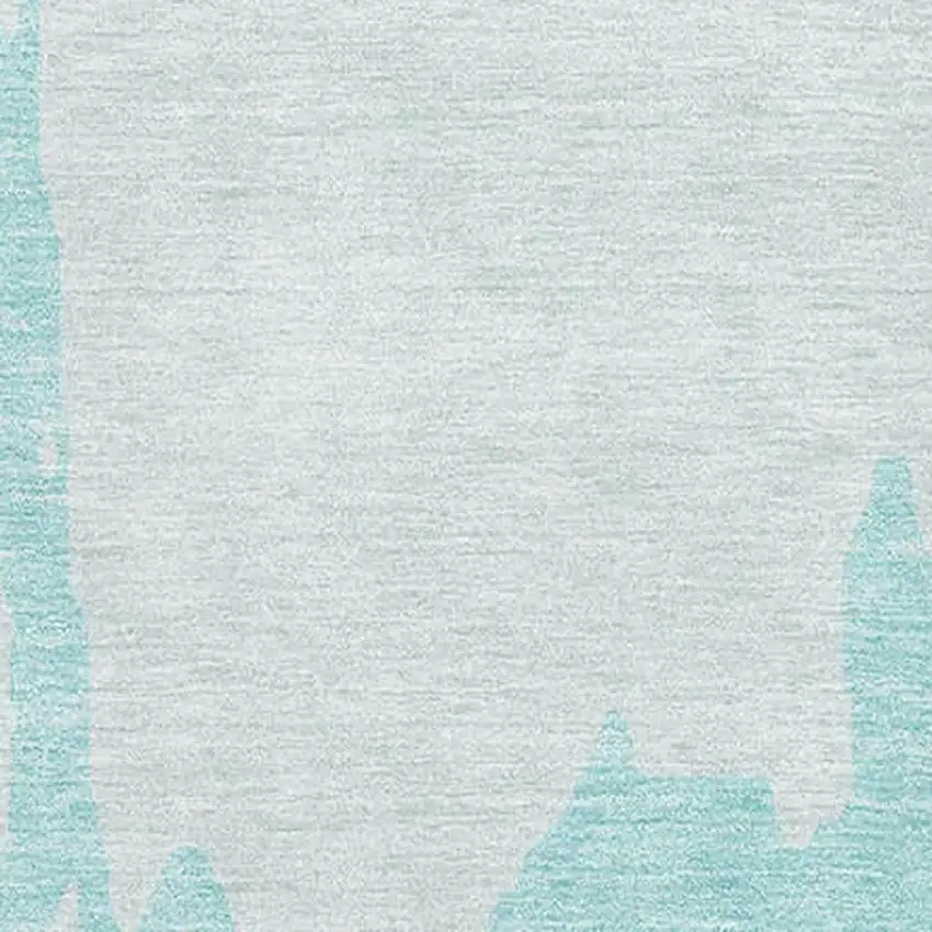 Teal And Ivory Abstract Washable Area Rug With UV Protection Photo 2