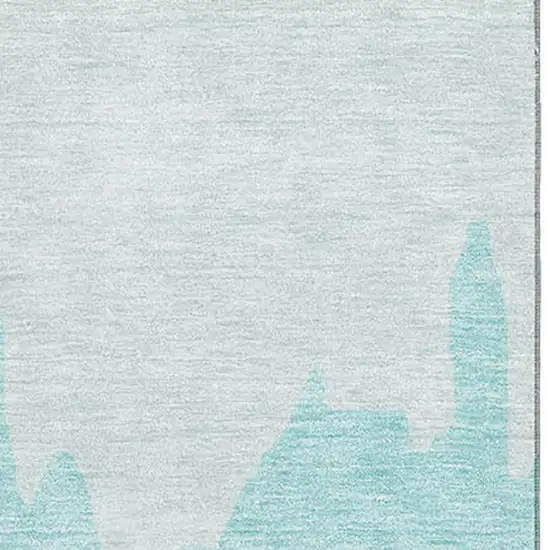Teal And Ivory Abstract Washable Area Rug With UV Protection Photo 2