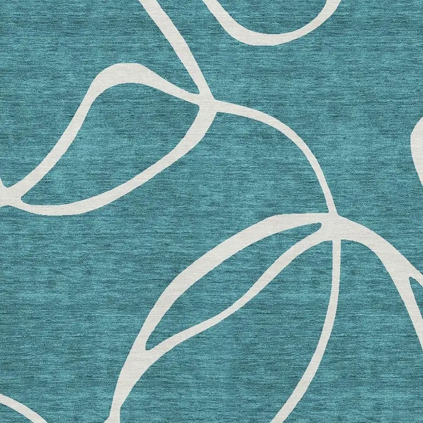 Teal And Ivory Abstract Washable Area Rug With UV Protection Photo 2