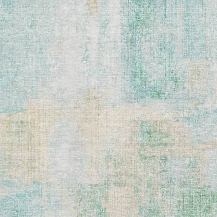 Teal And Ivory Abstract Washable Area Rug With UV Protection Photo 2