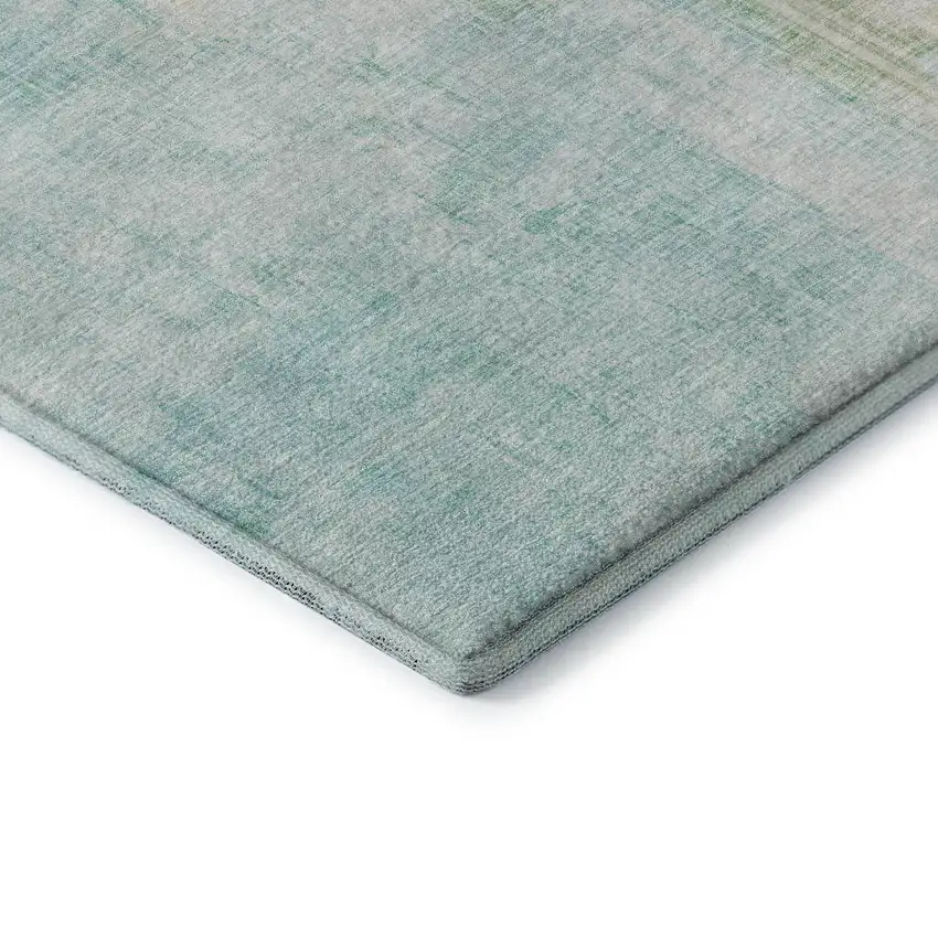 Teal And Ivory Abstract Washable Area Rug With UV Protection Photo 7
