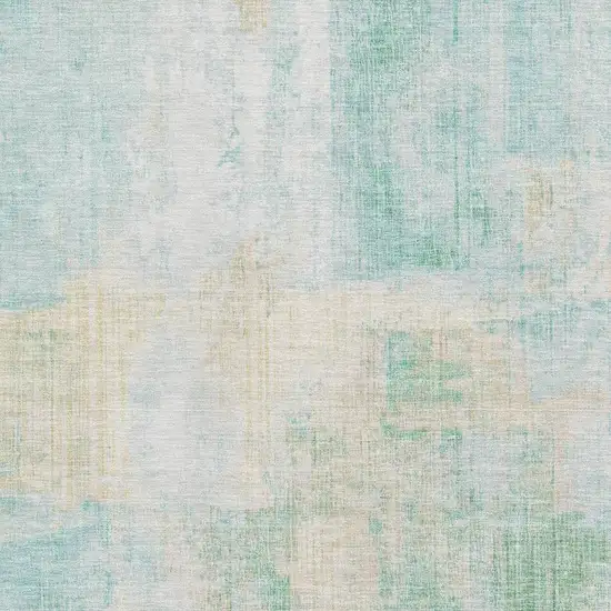Teal And Ivory Abstract Washable Area Rug With UV Protection Photo 2