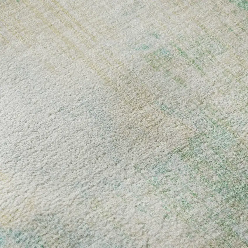 Teal And Ivory Abstract Washable Area Rug With UV Protection Photo 9