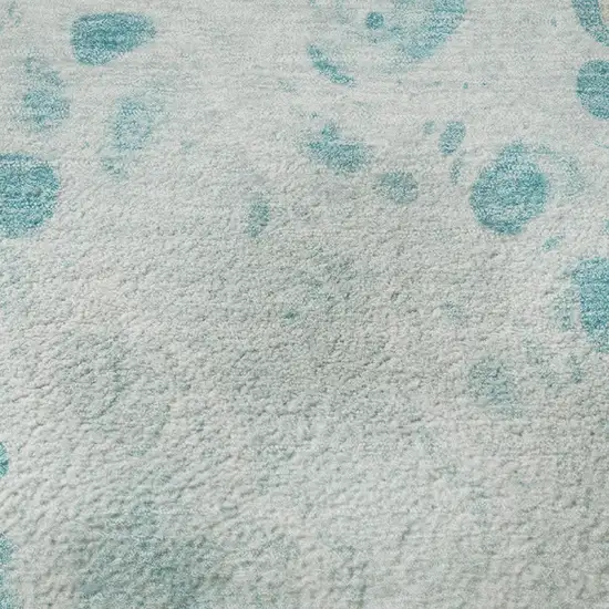 Teal And Ivory Abstract Washable Area Rug With UV Protection Photo 8