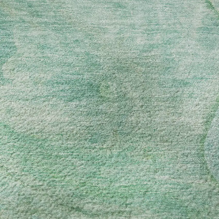 Teal And Ivory Abstract Washable Area Rug With UV Protection Photo 8