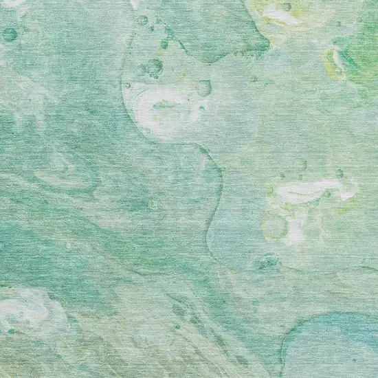 Teal And Ivory Abstract Washable Area Rug With UV Protection Photo 3