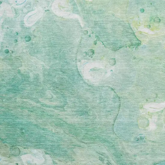Teal And Ivory Abstract Washable Area Rug With UV Protection Photo 3