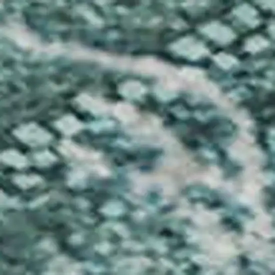 Teal And Ivory Abstract Washable Area Rug With UV Protection Photo 3