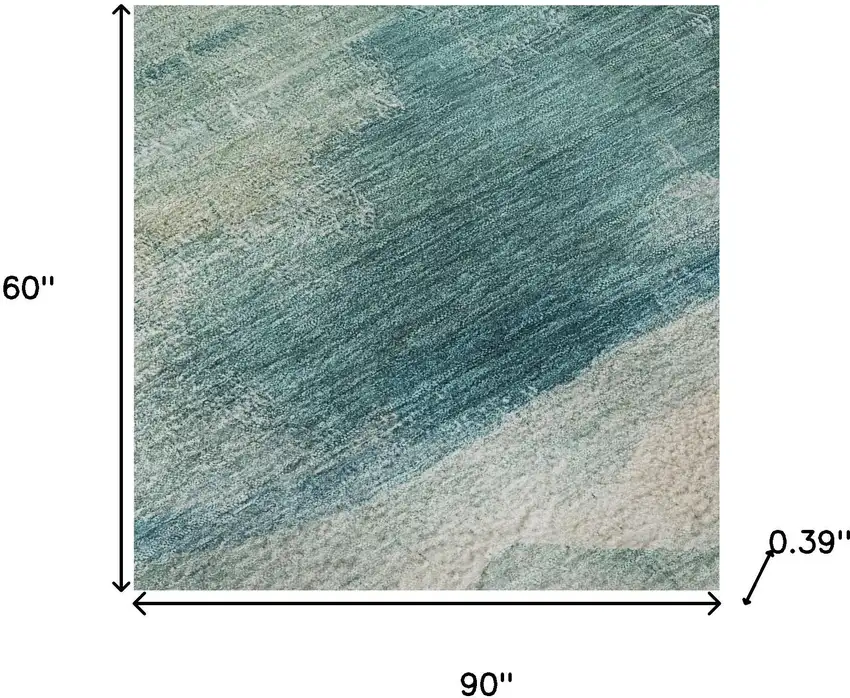 Teal And Ivory Abstract Washable Area Rug With UV Protection Photo 9
