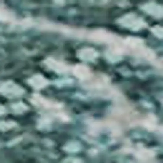 Teal And Ivory Abstract Washable Area Rug With UV Protection Photo 1