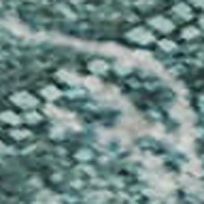 Teal And Ivory Abstract Washable Area Rug With UV Protection Photo 4