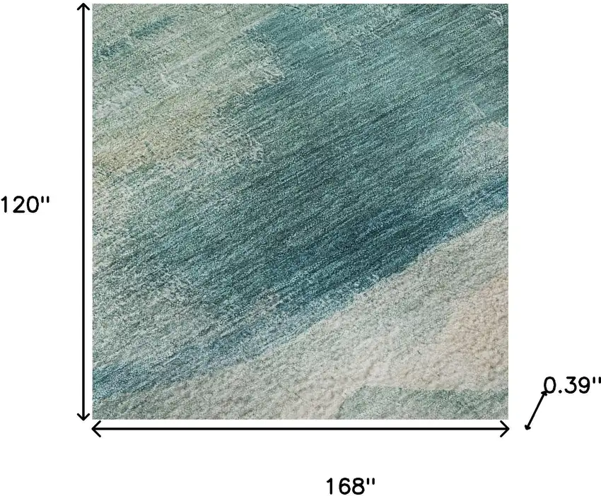 Teal And Ivory Abstract Washable Area Rug With UV Protection Photo 9