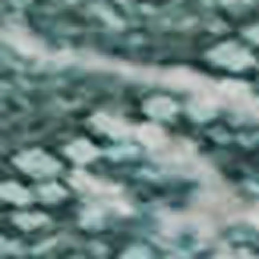 Teal And Ivory Abstract Washable Area Rug With UV Protection Photo 1