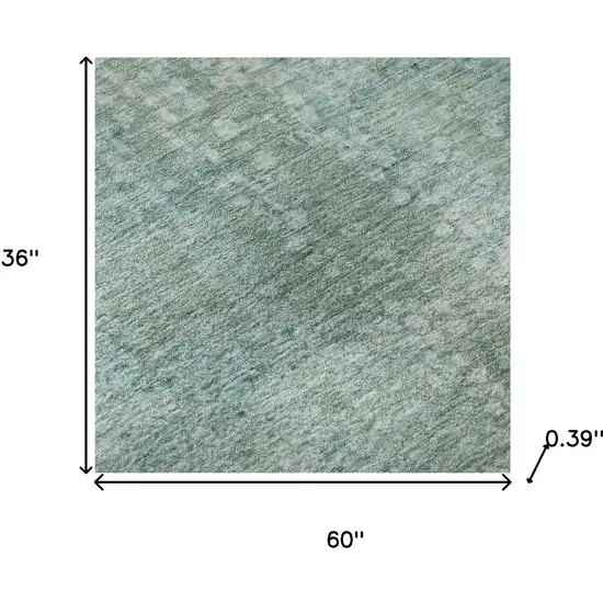 Teal And Ivory Abstract Washable Area Rug With UV Protection Photo 8