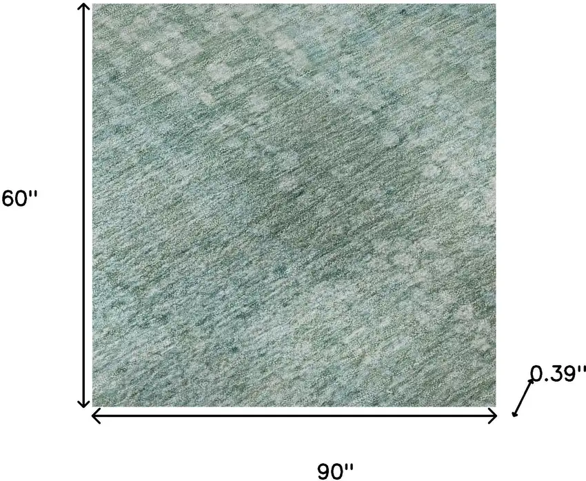 Teal And Ivory Abstract Washable Area Rug With UV Protection Photo 9