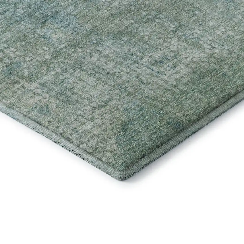 Teal And Ivory Abstract Washable Area Rug With UV Protection Photo 8