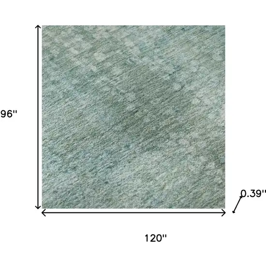 Teal And Ivory Abstract Washable Area Rug With UV Protection Photo 9