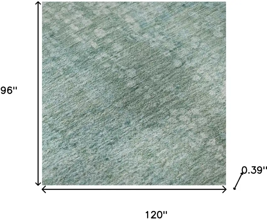 Teal And Ivory Abstract Washable Area Rug With UV Protection Photo 9