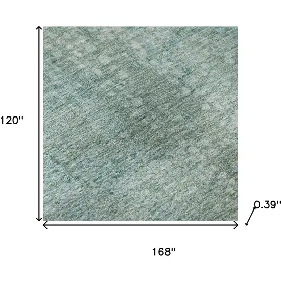 Teal And Ivory Abstract Washable Area Rug With UV Protection Photo 8