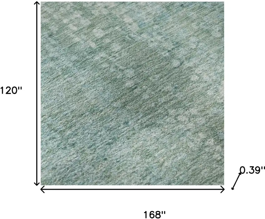 Teal And Ivory Abstract Washable Area Rug With UV Protection Photo 8