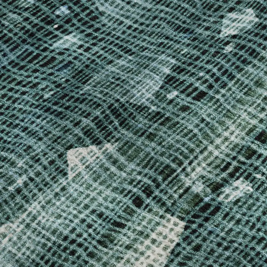 Teal And Ivory Abstract Washable Area Rug With UV Protection Photo 4