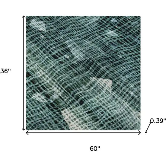 Teal And Ivory Abstract Washable Area Rug With UV Protection Photo 9