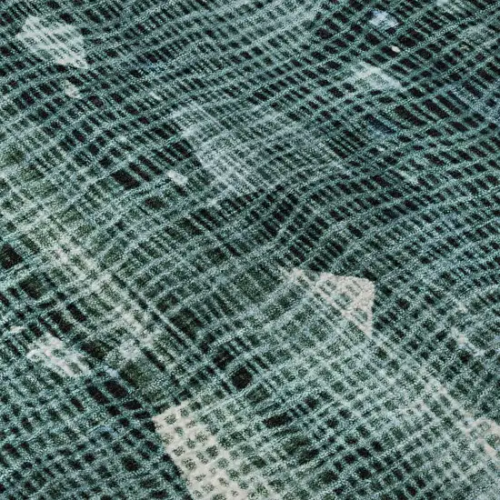 Teal And Ivory Abstract Washable Area Rug With UV Protection Photo 3