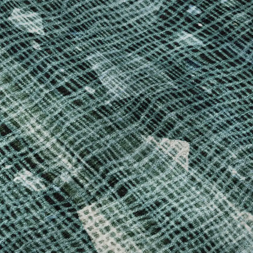 Teal And Ivory Abstract Washable Area Rug With UV Protection Photo 1