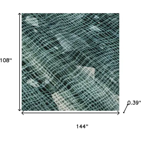 Teal And Ivory Abstract Washable Area Rug With UV Protection Photo 9