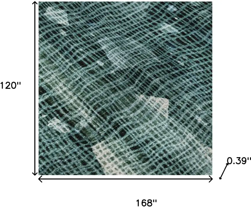 Teal And Ivory Abstract Washable Area Rug With UV Protection Photo 9