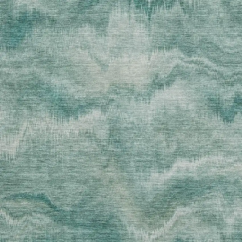 Teal And Ivory Abstract Washable Area Rug With UV Protection Photo 3