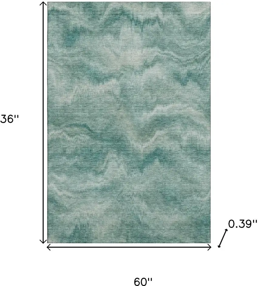 Teal And Ivory Abstract Washable Area Rug With UV Protection Photo 9