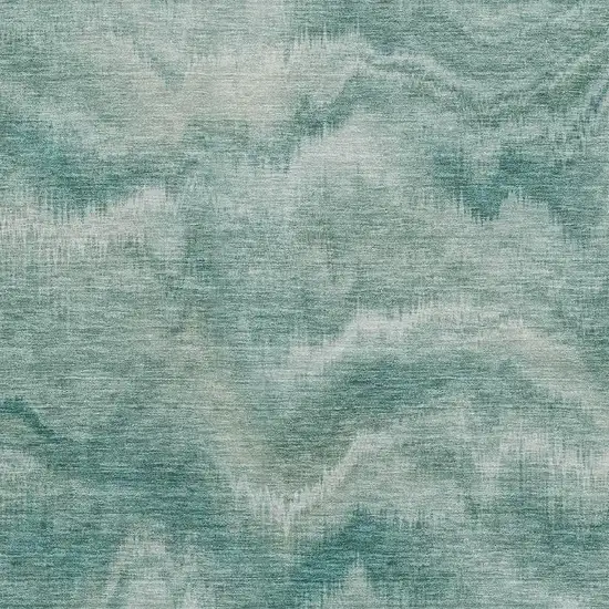 Teal And Ivory Abstract Washable Area Rug With UV Protection Photo 3