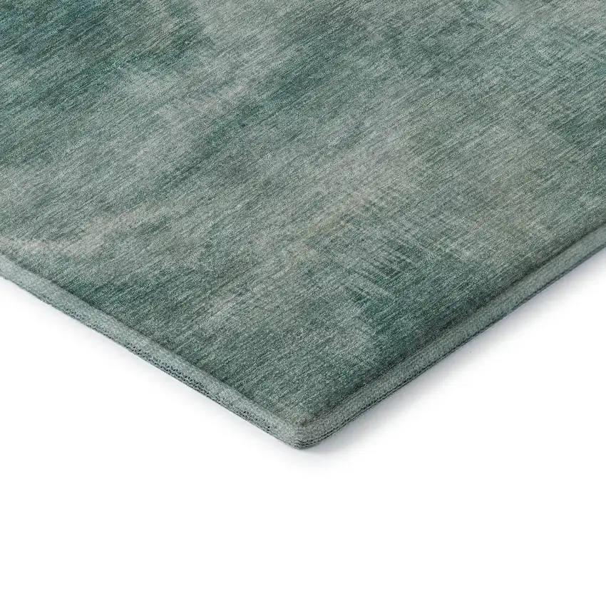 Teal And Ivory Abstract Washable Area Rug With UV Protection Photo 7