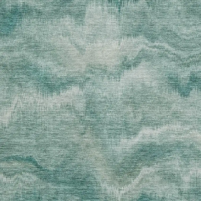 Teal And Ivory Abstract Washable Area Rug With UV Protection Photo 3