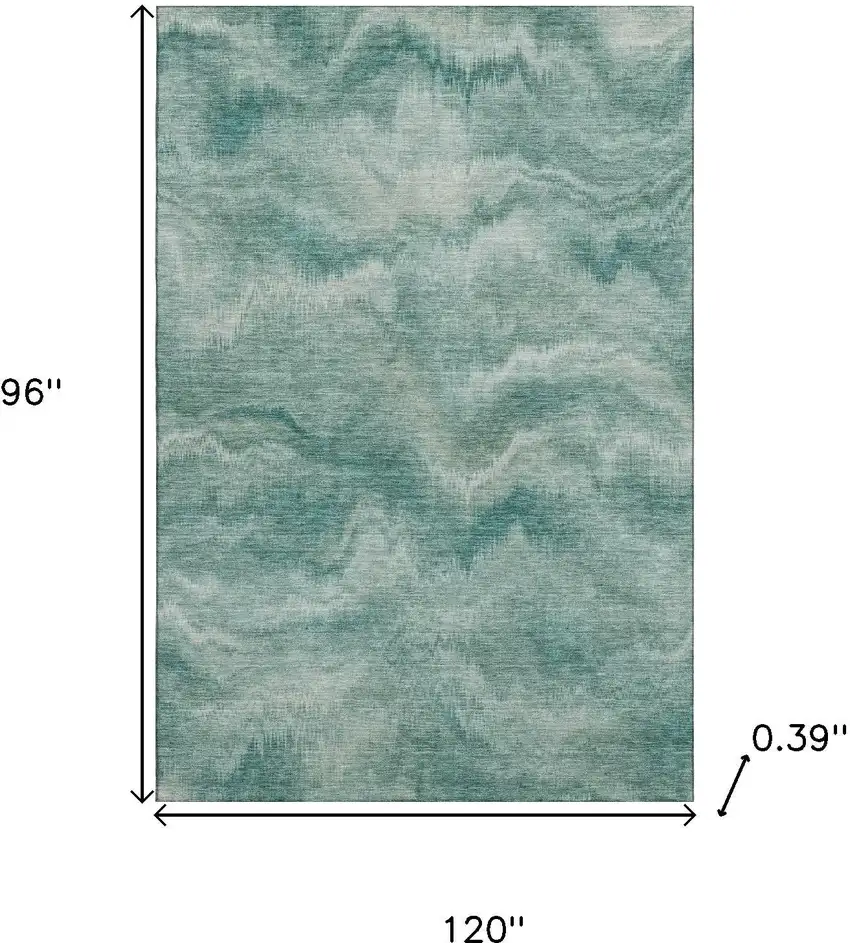 Teal And Ivory Abstract Washable Area Rug With UV Protection Photo 9