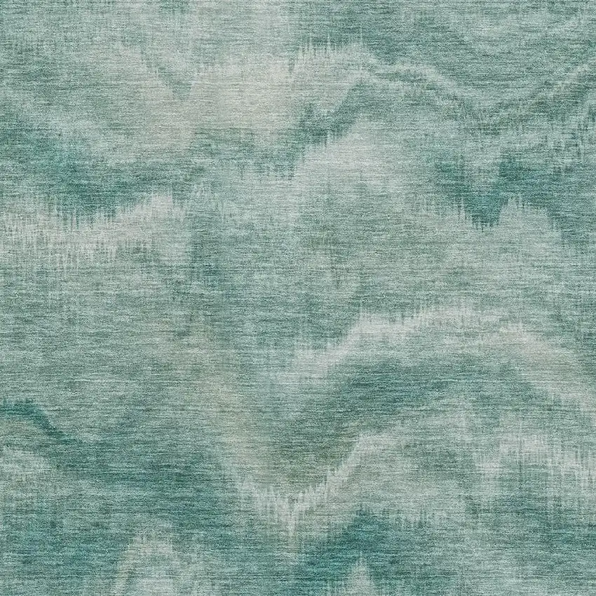 Teal And Ivory Abstract Washable Area Rug With UV Protection Photo 3