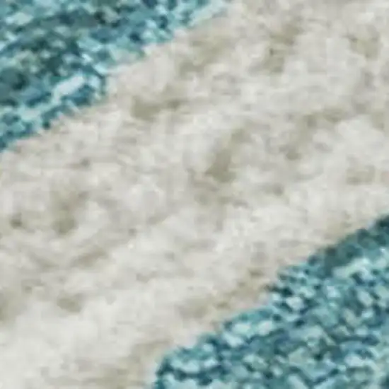 Teal And Ivory Animal Print Washable Area Rug With UV Protection Photo 2