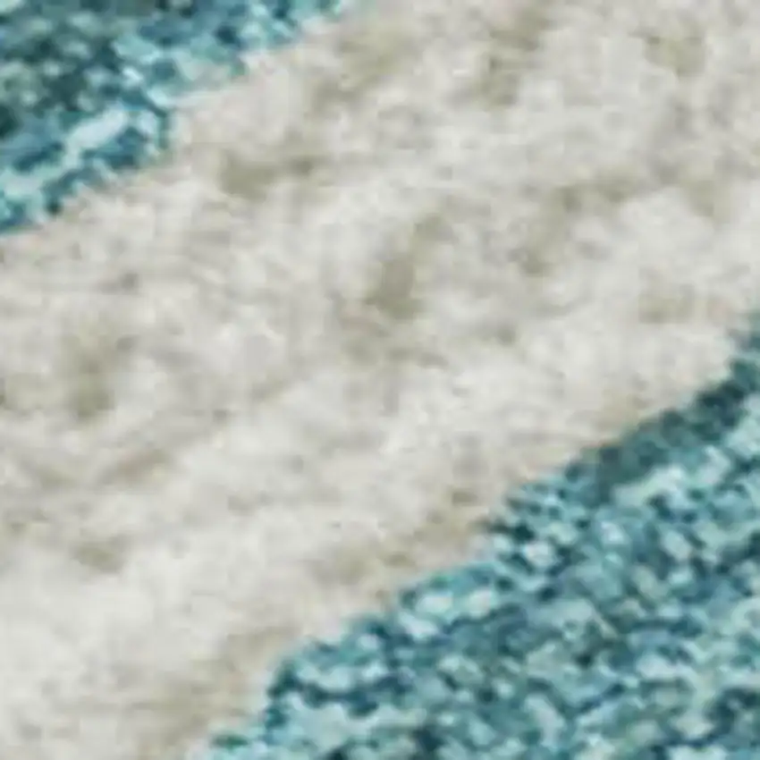 Teal And Ivory Animal Print Washable Area Rug With UV Protection Photo 2