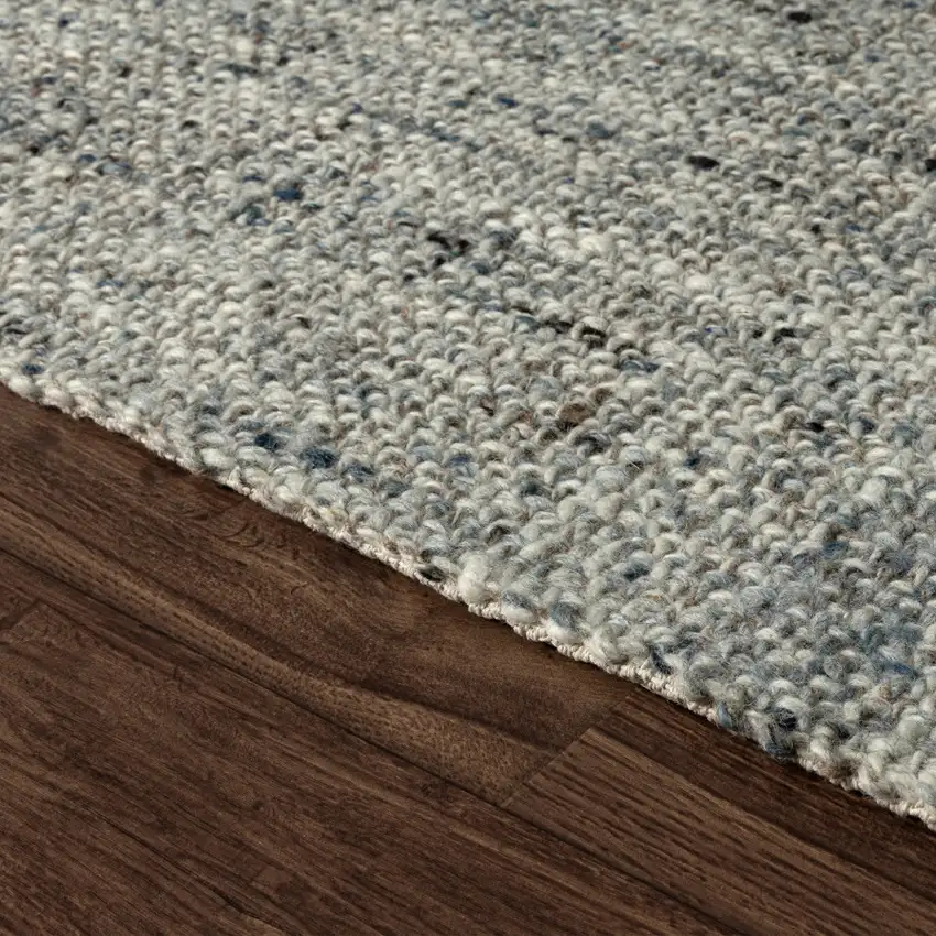 Teal And Ivory Checkered Hand Woven Area Rug Photo 7