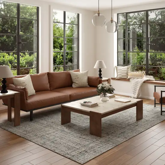 Teal And Ivory Checkered Hand Woven Area Rug Photo 6