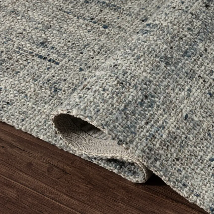 Teal And Ivory Checkered Hand Woven Area Rug Photo 8