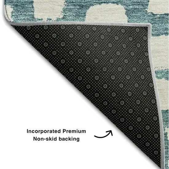 Teal And Ivory Cobblestone Washable Area Rug With UV Protection Photo 7