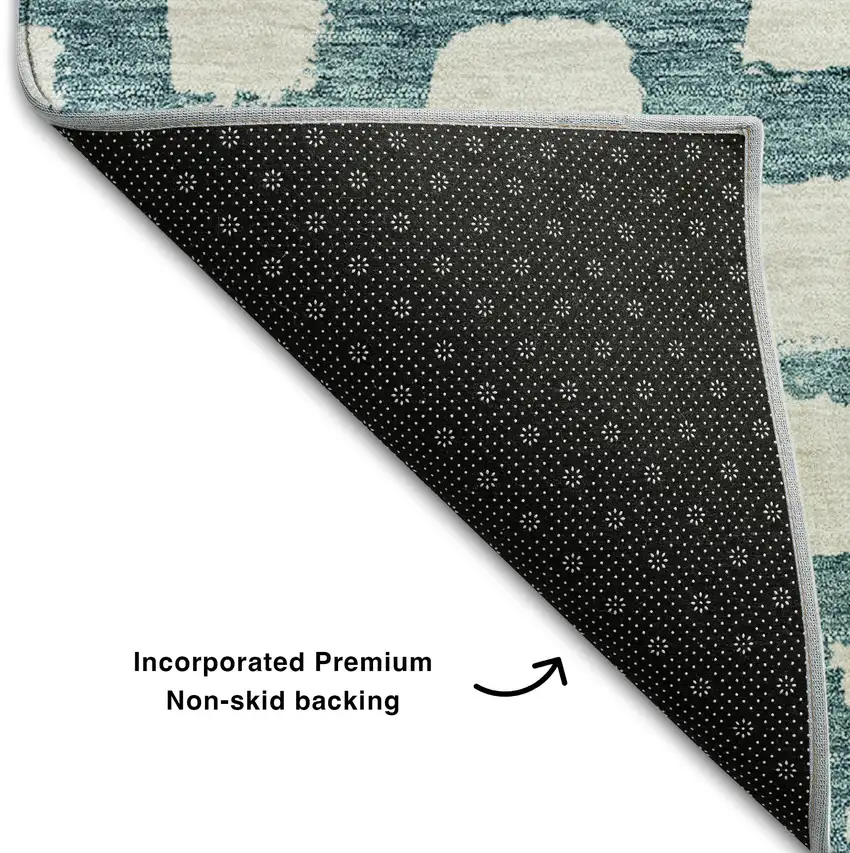 Teal And Ivory Cobblestone Washable Area Rug With UV Protection Photo 6