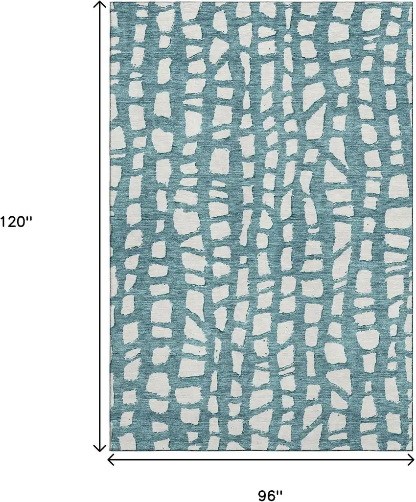 Teal And Ivory Cobblestone Washable Area Rug With UV Protection Photo 3