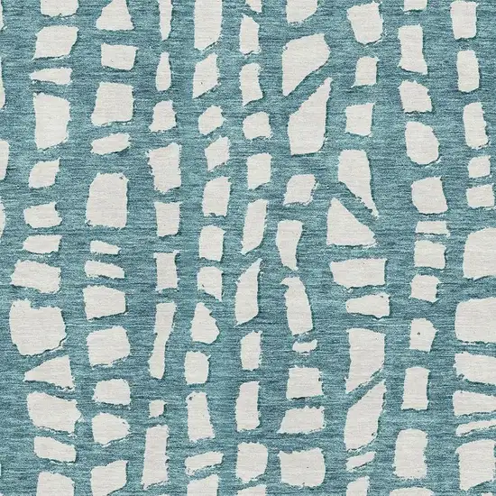 Teal And Ivory Cobblestone Washable Area Rug With UV Protection Photo 3