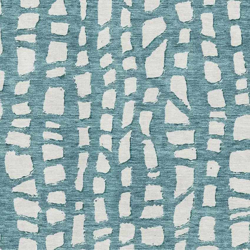 Teal And Ivory Cobblestone Washable Area Rug With UV Protection Photo 3