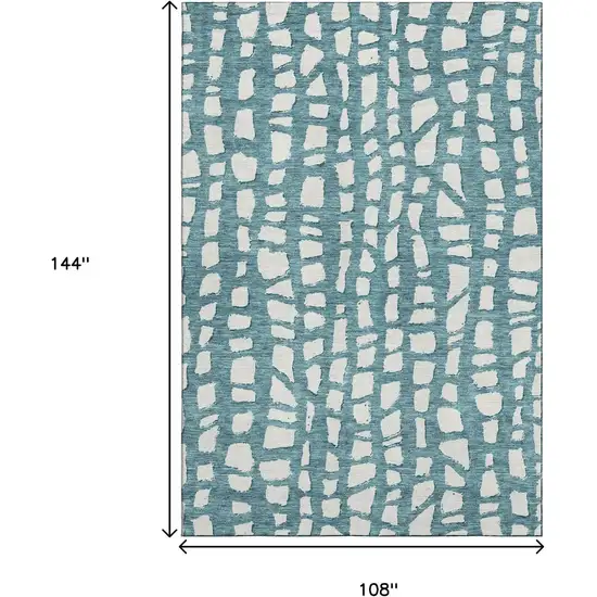 Teal And Ivory Cobblestone Washable Area Rug With UV Protection Photo 4